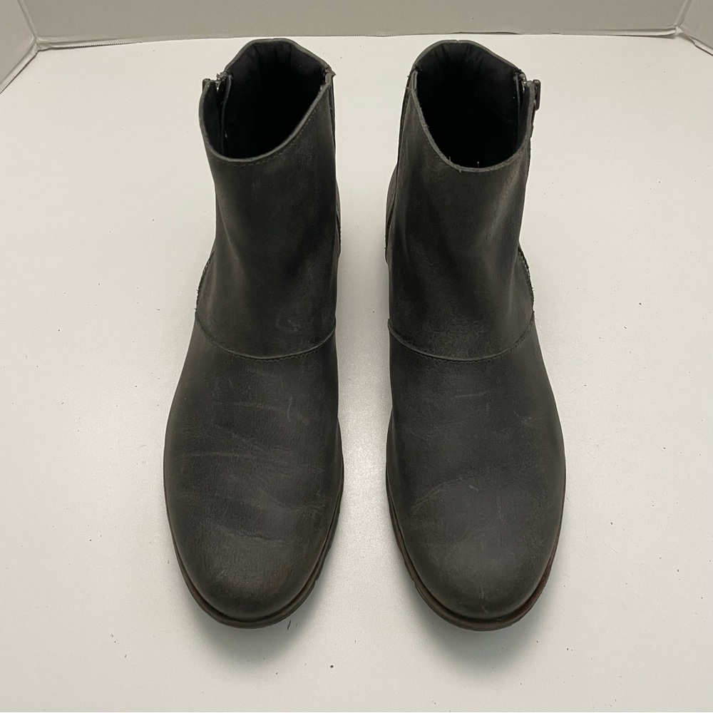 Sorel Boots Harlow Distressed Leather Waterproof Lug Sole Comfort Quarry Grey - Picture 4 of 15